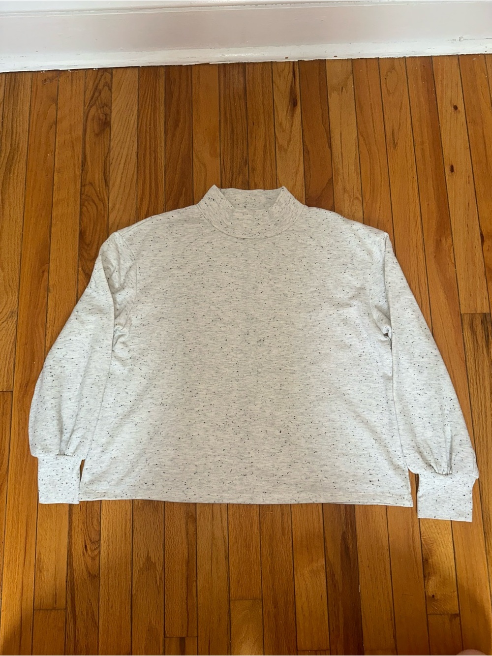 Madewell Light Gray Speckled Mock Neck Sweatshirt